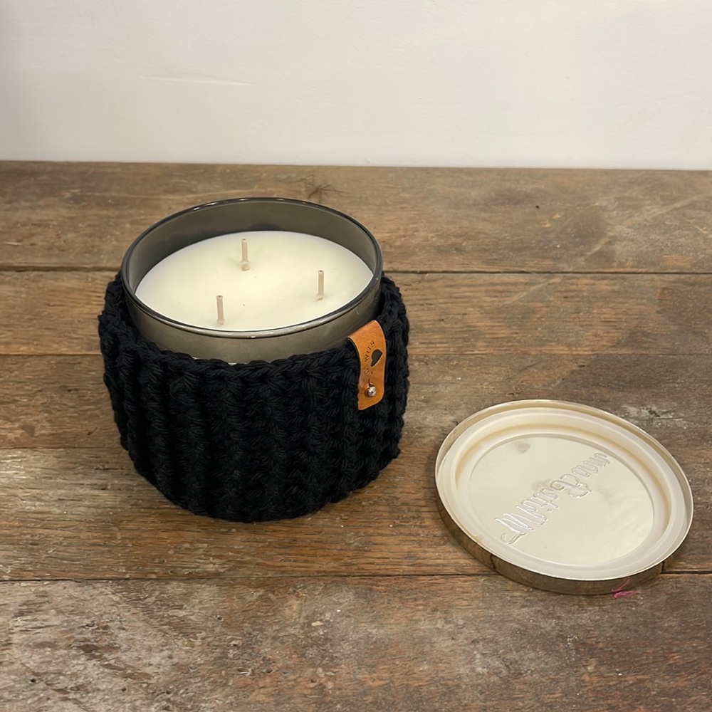Crocheted candle holder